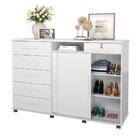 Cômoda De Lukaliam 6 Gavetas 2 P Sapateira C/rodizios Branco