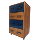 Cômoda De Madeira E Ferro - Modelo Industrial - Com 5 Gavetas