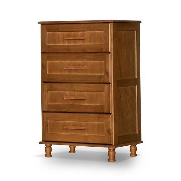 Comoda De Madeira Maciça 4 Gavetas Chicago Atraente Castanho