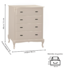 Cômoda De Quarto Com 4 Gavetas E Pés Luiz Xv Cor Nude Laca