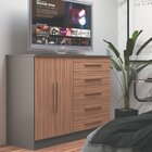 Cômoda Detroit 2 Portas 5 Gavetas Móveis Sul Damasco/nogal Ma