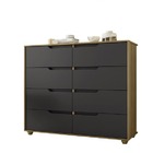 Cômoda Doble 8 Gavetas Com Vistas Flex Nature/titanium - Alba