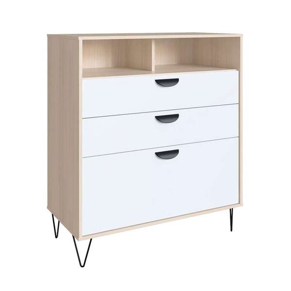 Cômoda Drawer 3 Gv Branco E Nature