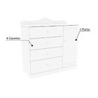 Cômoda Dreams 4 Gavetas 1 Porta E Cabideiro - Branco Cômoda D