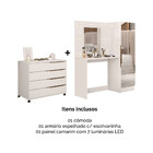 Cômoda E Escrivaninha Com Camarim E Armário Espelhado 4 Em 1