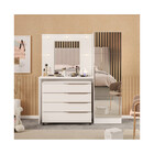 Cômoda E Escrivaninha Com Camarim E Armário Espelhado 4 Em 1