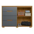 Cômoda E Guarda Roupa Fresado Kiev Freijó Cinza