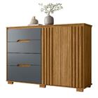 Cômoda E Guarda Roupa Fresado Kiev Freijó Cinza