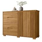 Cômoda E Guarda Roupa Fresado Qatar Freijó