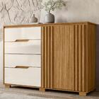 Cômoda E Guarda Roupa Fresado Qatar Freijó Off White