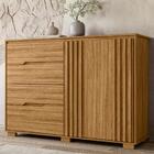 Cômoda E Guarda Roupa Fresado Tokyo Freijó