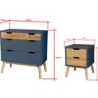 Cômoda E Mesa De Cabeceira Lara  Cinza/pinus Cera