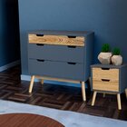 Cômoda E Mesa De Cabeceira Lara  Cinza/pinus Cera