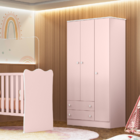 Cômoda E Roupeiro Com 3 Portas Leicester Rosa Acetinado