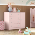 Cômoda E Roupeiro Com 3 Portas Leicester Rosa Acetinado