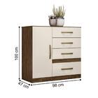 Cômoda E Roupeiro Com Espelho Cairo Castanho Wood Off White