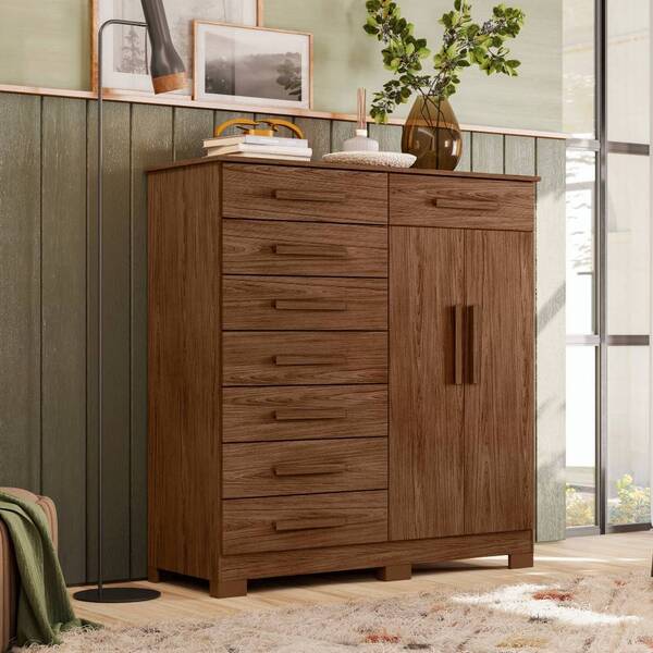 Cômoda Eliana 2 Portas 8 Gavetas Avelã Tana Decor