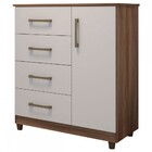 Cômoda Elisa Fluence 1 Porta 4 Gavetas Naturale/off White - M