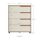 Cômoda Em Mdf Com 4 Gavetas 80cm X 104cm X 45cm Monet Nature