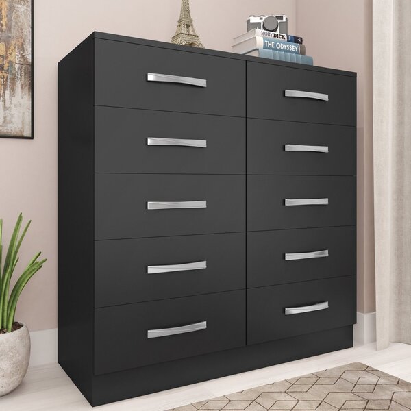 Cômoda Em Mdp 10 Gavetas 92x90cm Comoda Preto