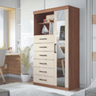 Cômoda Espelhada 6 Gavetas 1 Porta Suzhou Jatobá Areia