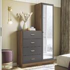 Cômoda Estilo 4 Gavetas 1 Porta Com Espelho E Pés - Pr Móveis