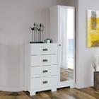 Cômoda Estilo 4 Gavetas 1 Porta Com Espelho E Pés - Pr Móveis