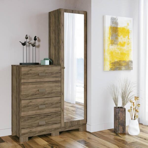 Cômoda Estilo Com 1 Porta, Espelho E Pés - Demolição