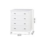 Cômoda Estilo Provençal 4 Gavetas - Branco