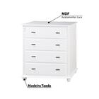 Cômoda Estilo Provençal 4 Gavetas - Branco
