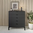 Cômoda Falkk Queens 5 Gavetas Preto