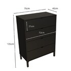 Cômoda Falkk Queens Alta 4 Gavetas Preto