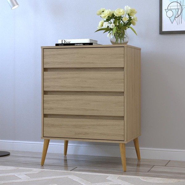 Cômoda Fiori Hanover 4 Gavetas Com Pés Palitos Em Madeira Mac