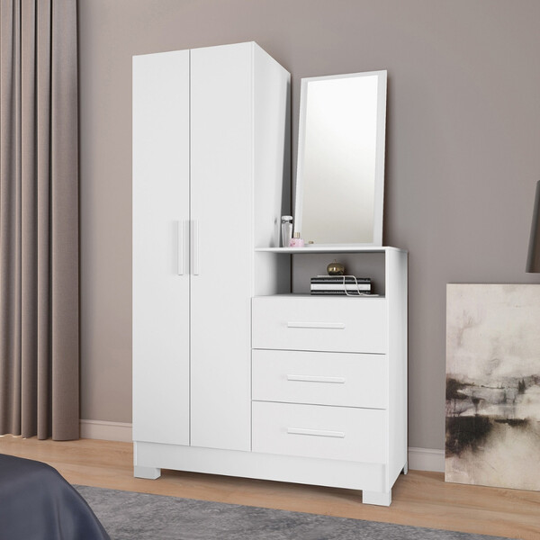 Cômoda Flex 3 Gavetas 2 Portas com Pés e Espelho NT5165 Notáv