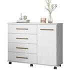 Cômoda Flora Com Rodízios 1 Porta 4 Gavetas Branco Tana Decor