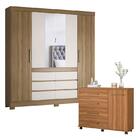 Cômoda Flora E Guarda Roupa Casal Cádis Amêndola Off White -