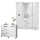 Cômoda Flora E Guarda Roupa Casal Lord Branco Flex - Demóbile