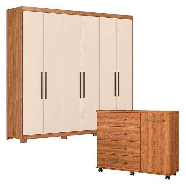 Cômoda Flora E Guarda Roupa Casal Venice 62080pe Amendola Tou