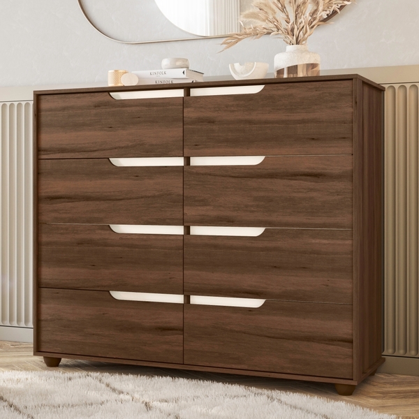 Cômoda Flórida Cedro Off White 8 Gavetas Cava