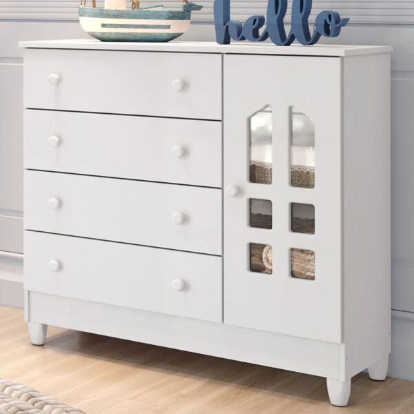 Cômoda Fraldario 1 Porta 4 Gavetas Selena Mobycasa Moveis Bra