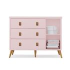 Cômoda Fraldário  Quarto Bebê Taty Rosa C/ Sapateira Mdf