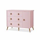 Cômoda Fraldário  Quarto Bebê Taty Rosa C/ Sapateira Mdf