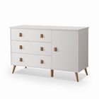 Cômoda Fraldario Quarto De Bebe Pés Em Madeira Branco Taty