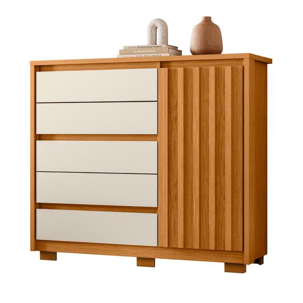 Cômoda Frisada Com Sapateira Missal Cinamomo Off White