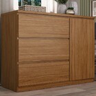 Cômoda Gales 1 Porta 3 Gavetas 100% Mdf Nogueira - Mambel