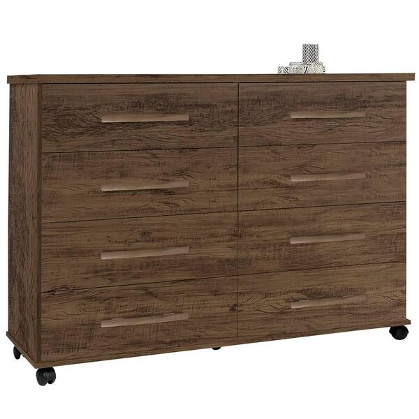 Comoda Gaveteira Com 8 Gavetas Jade Amêndoa Wood