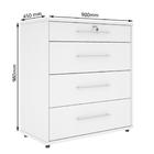 Comoda Gaveteiro 4 Gavetas Com Porta-jóias Rubi Branco