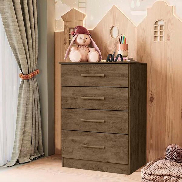 Cômoda Gaveteiro Castanho Wood Ruy Shop Jm