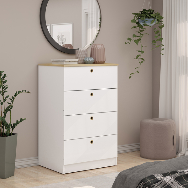 Cômoda Genialflex Branca 4 Gavetas Encaixe Sem Ferramentas