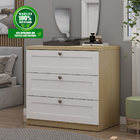 Cômoda Genialflex Infinity 3 Gavetas 100% MDF Savana/Branco